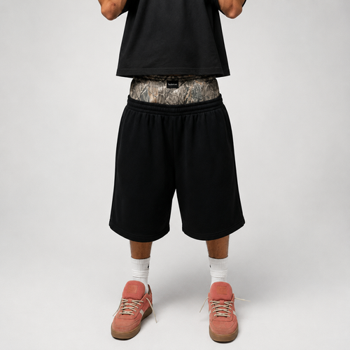 Black Layered Camo Shorts