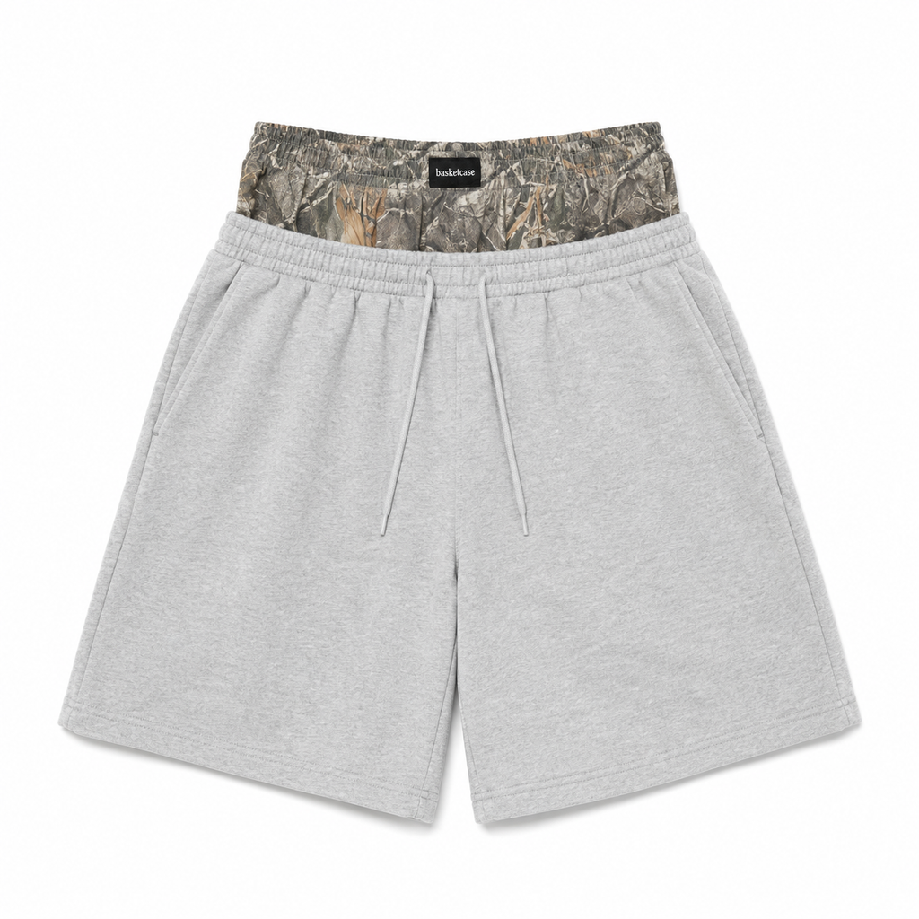 Gray Layered Camo Shorts