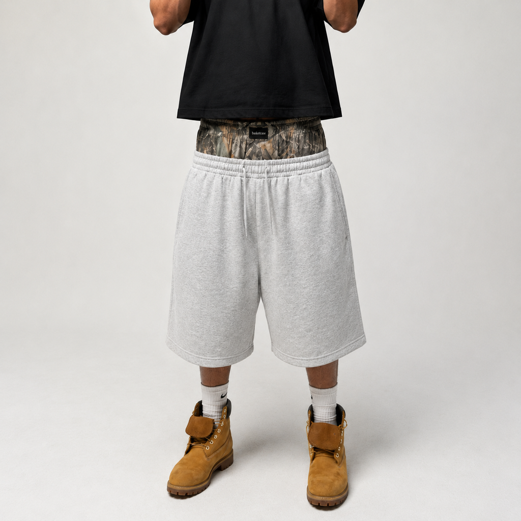 Gray Layered Camo Shorts