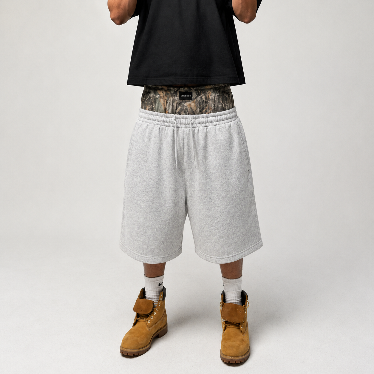 Gray Layered Camo Shorts